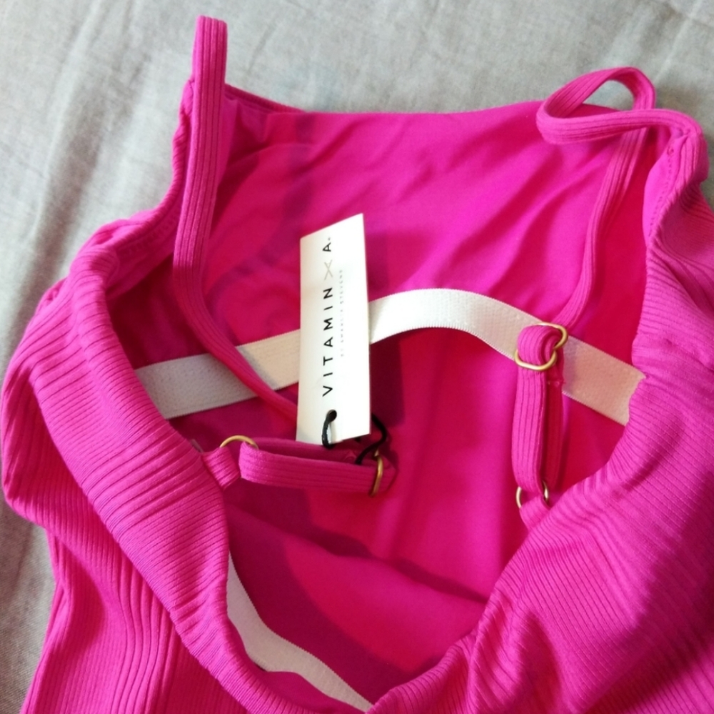 Vitamin A Jenna High Leg One Piece EcoRib Swimsuit Malaia Pink - Picture 6 of 6